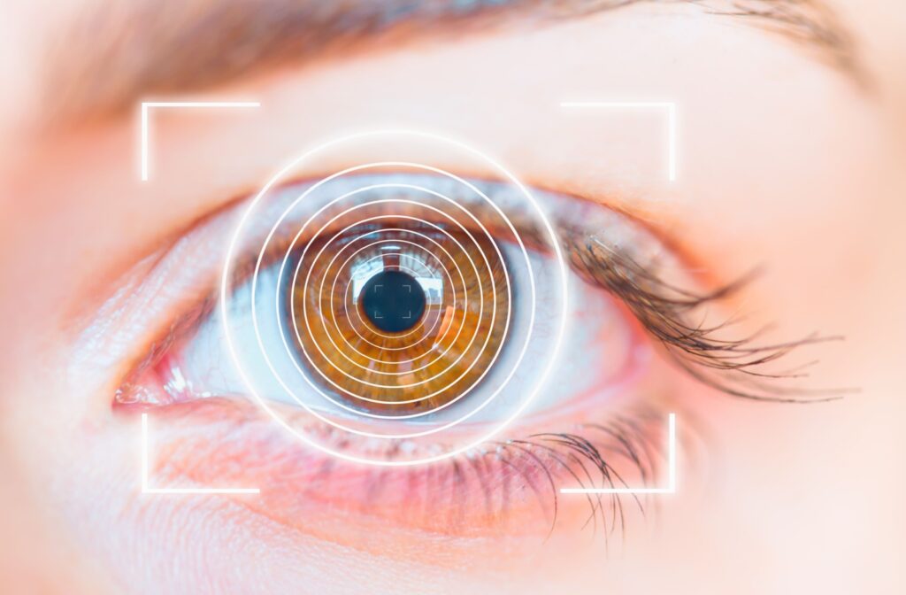 Close up of dilated pupil