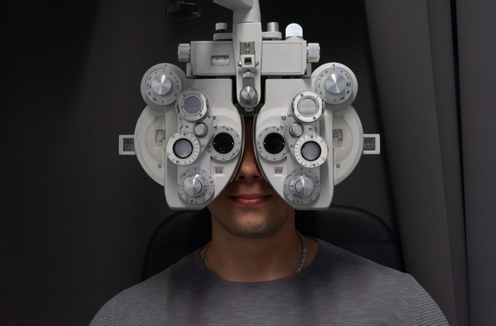Close up of person getting an eye exam